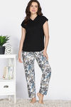 Zivame Knit Poly Pyjama Set - Black Beauty — thumbnail 2